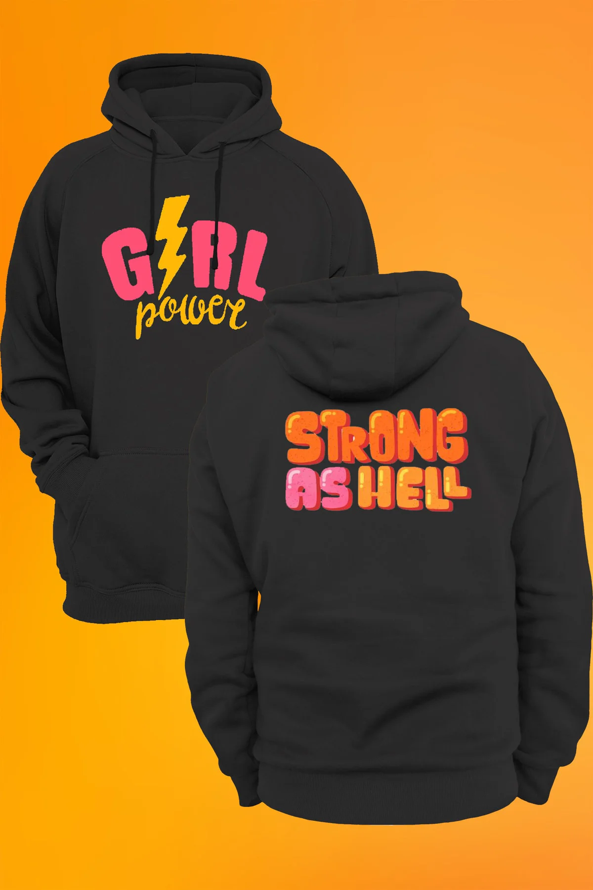 Girlpower Baskılı Kapüşonlu Sweatshirt