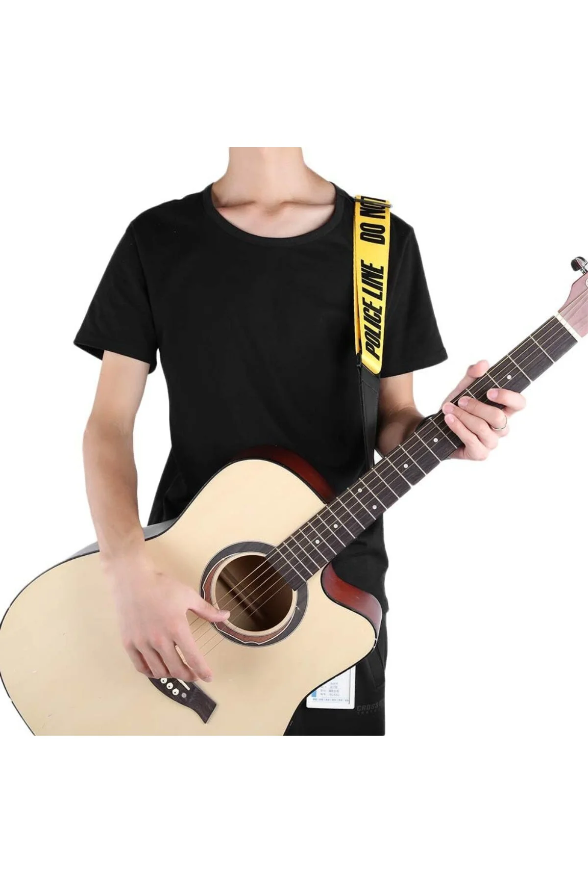 Gitar askısı, evrensel ayarlanabilir sarı uyarı hattı desenli git