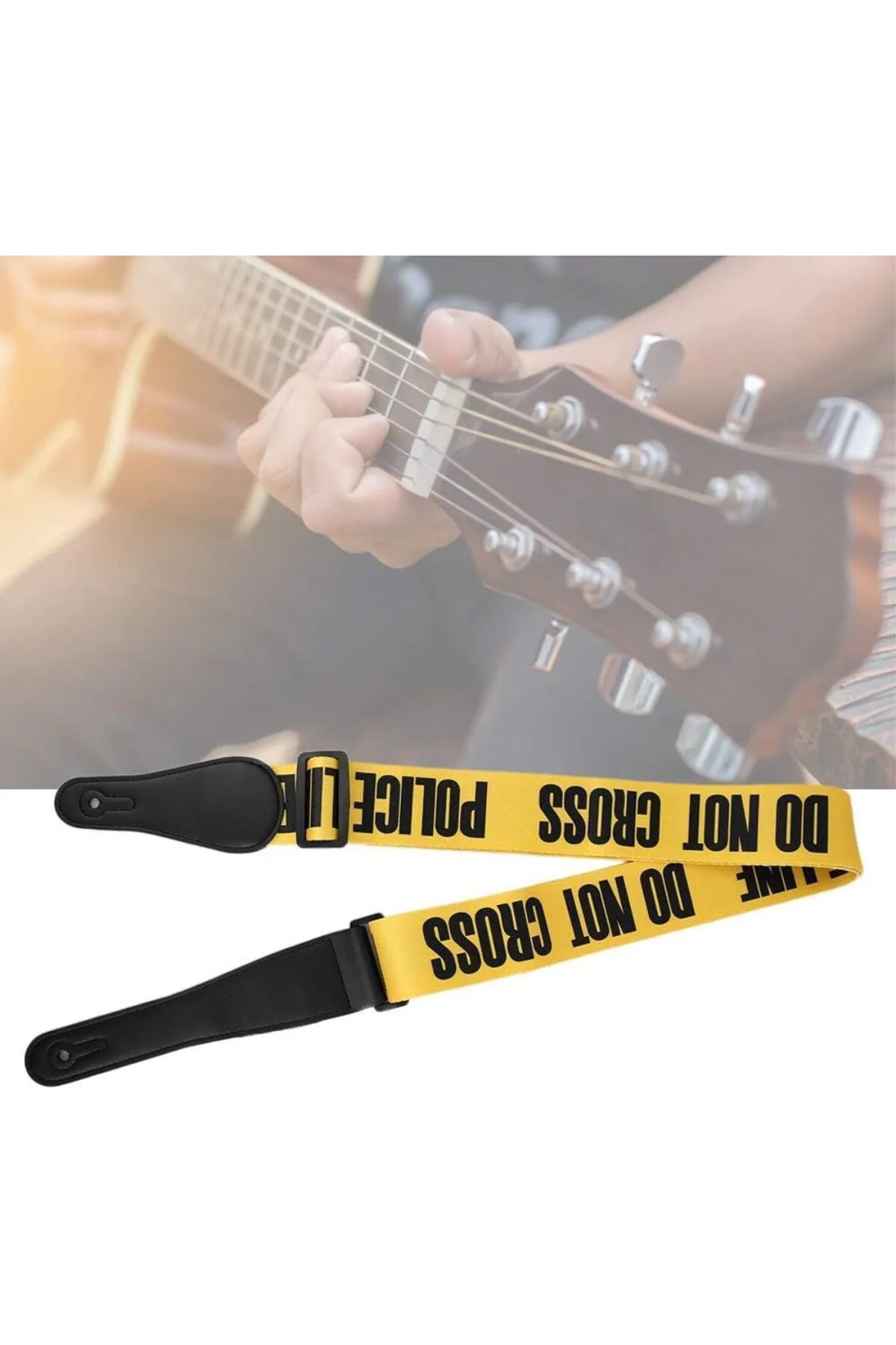 Gitar askısı, evrensel ayarlanabilir sarı uyarı hattı desenli git