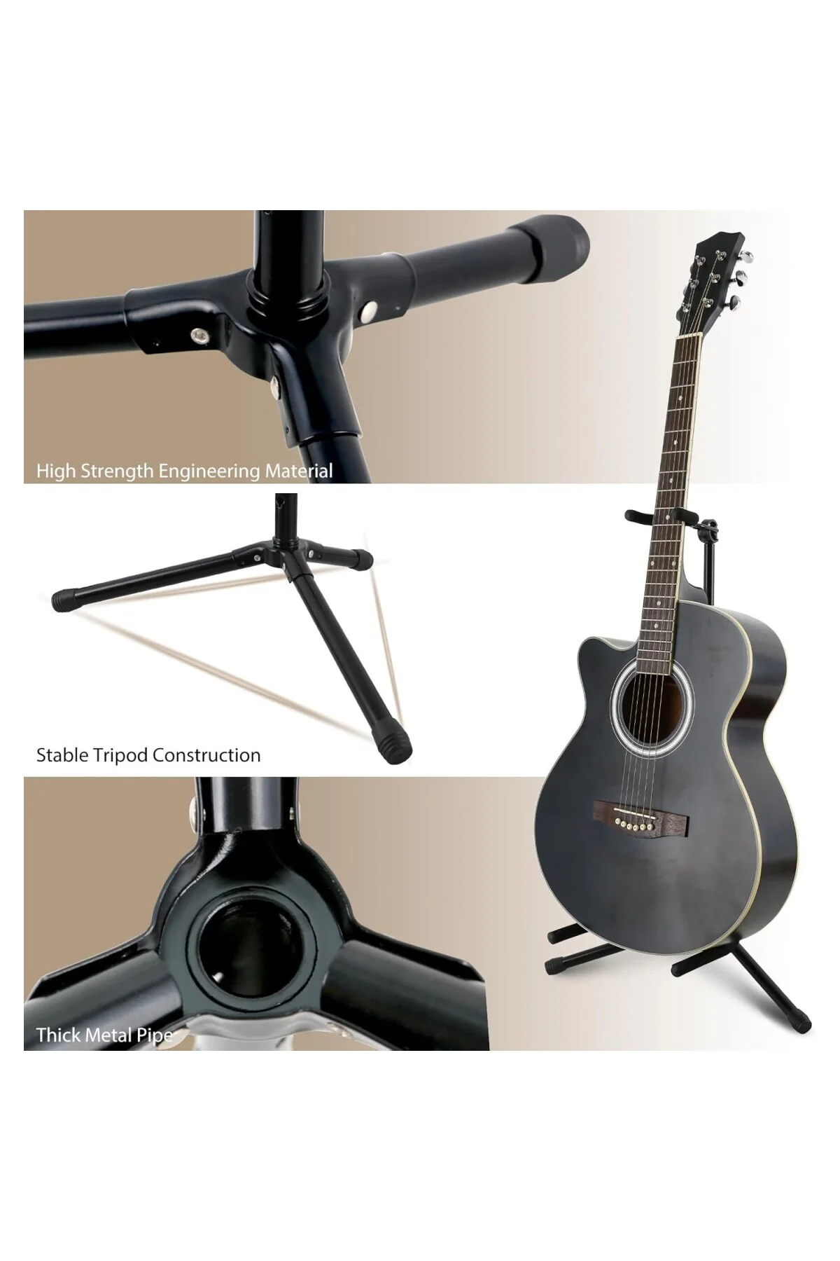 Gitar Standı, Profesyonel Taşınabilir Siyah Tripod Gitar Standı, 