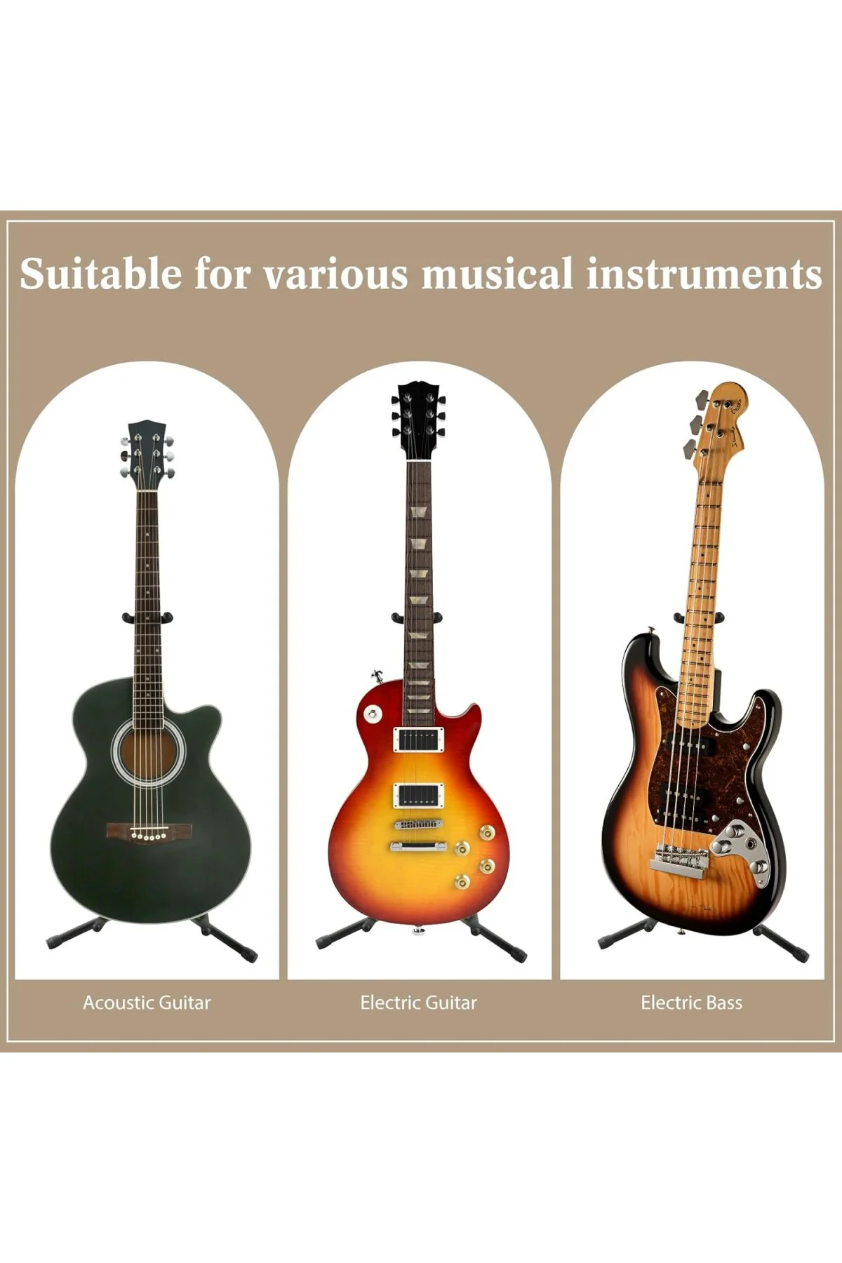 Gitar Standı, Profesyonel Taşınabilir Siyah Tripod Gitar Standı, 
