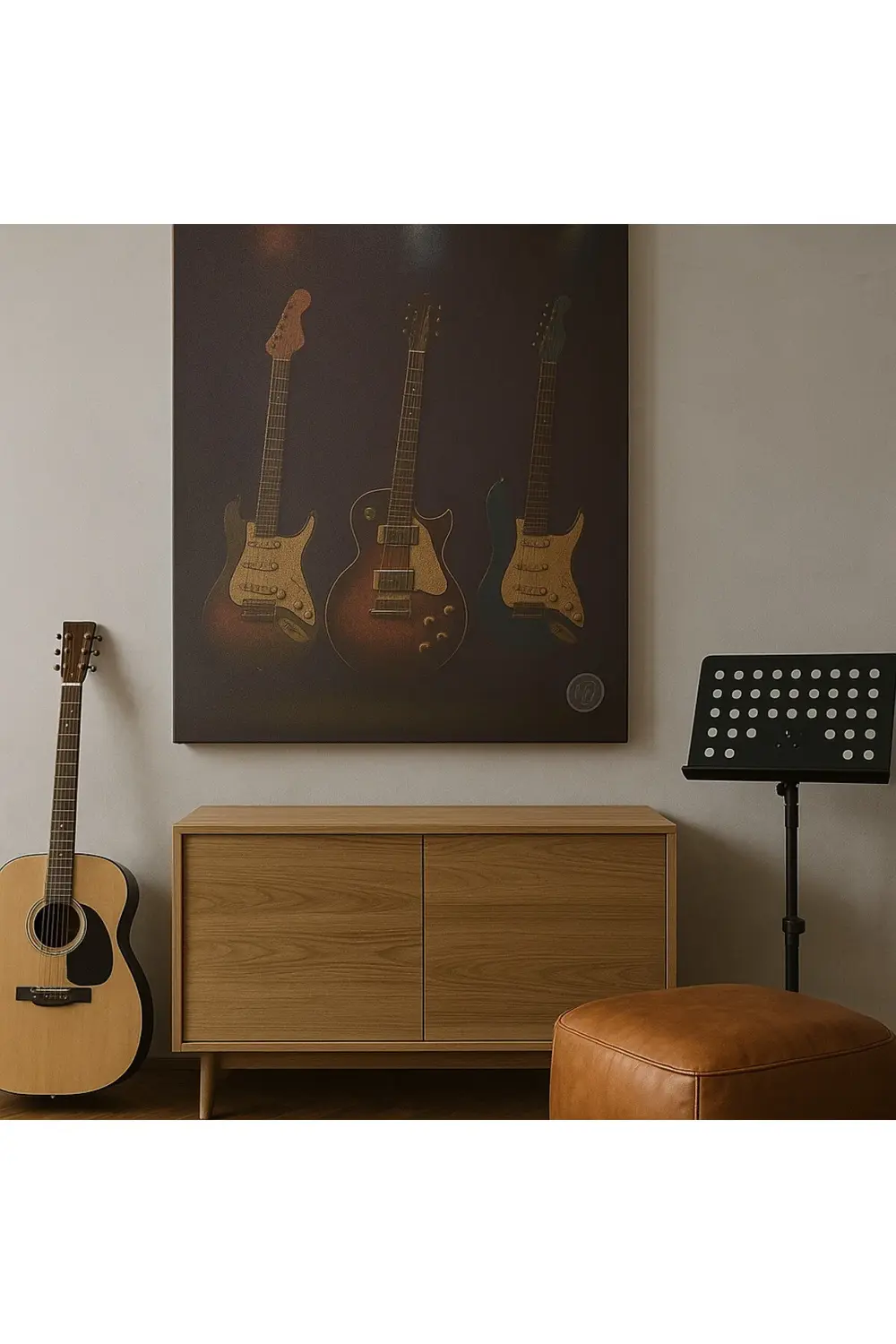 Gitar Temalı Kanvas Tablo – Modern Müzik Aletli Duvar Dekoru