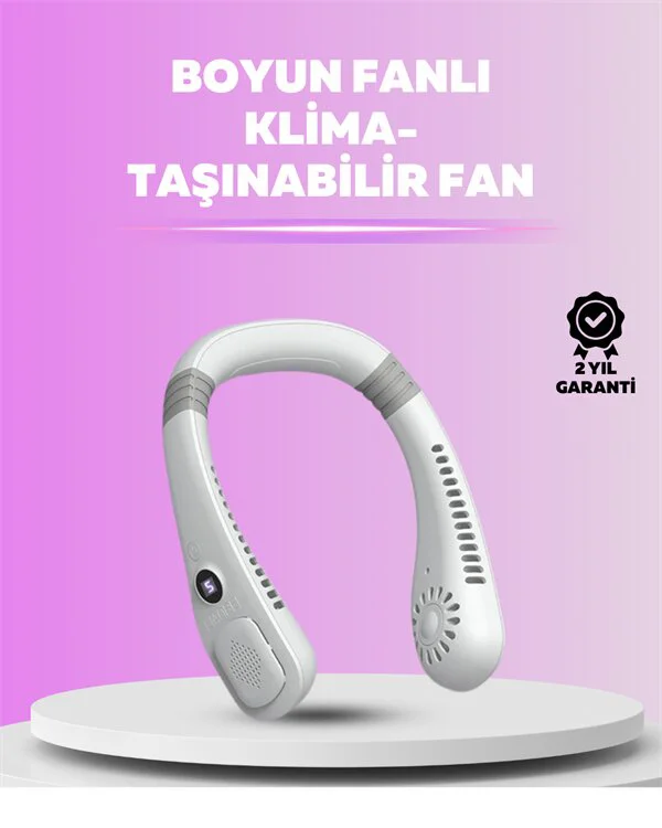 Giyilebilir Bladeless Boyun Fanı - 360° Sessiz, 5 Kademe Rüzgarlı USB Şarjlı Mini Klima