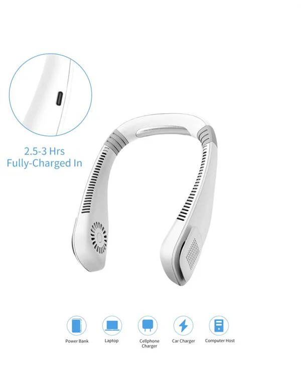 Giyilebilir Bladeless Boyun Fanı - 360° Sessiz, 5 Kademe Rüzgarlı USB Şarjlı Mini Klima