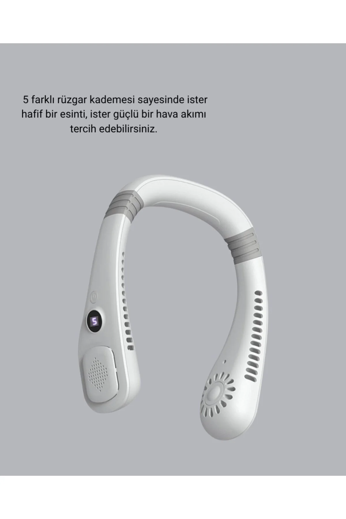 Giyilebilir Boyun Fanı 360° Dairesel Rüzgar ve 5 Kademeli Hız Aya