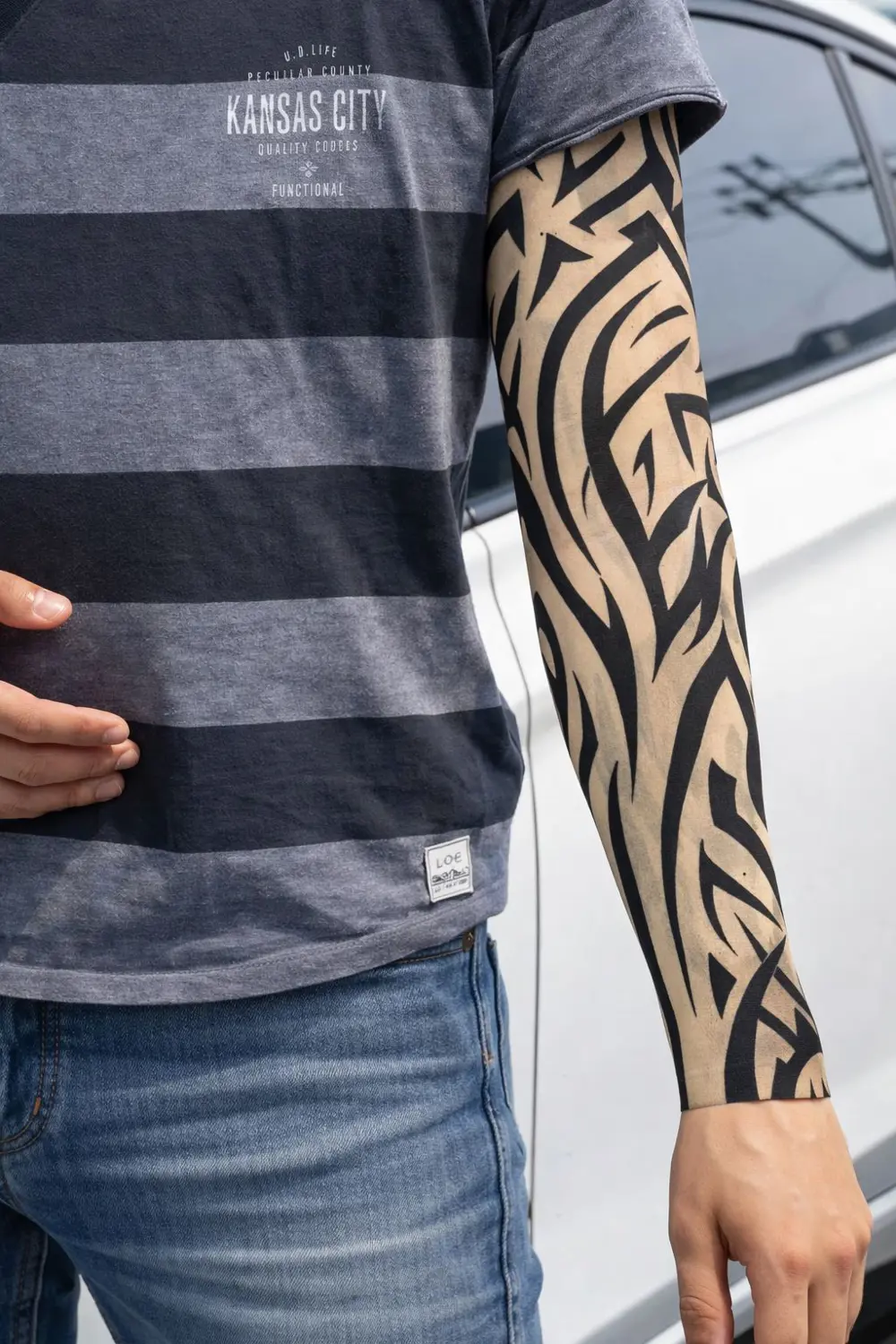 Giyilebilir Kol Dövmesi Çorap Dövme 3D Baskılı Kol Bacak Dövme 2 