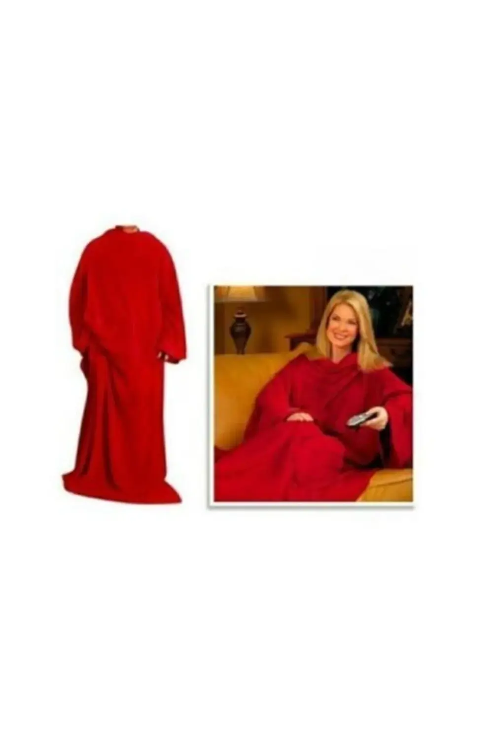 Giyilebilir Kollu Polar Battaniye Kırmızı - Giyilebilir Bataniye