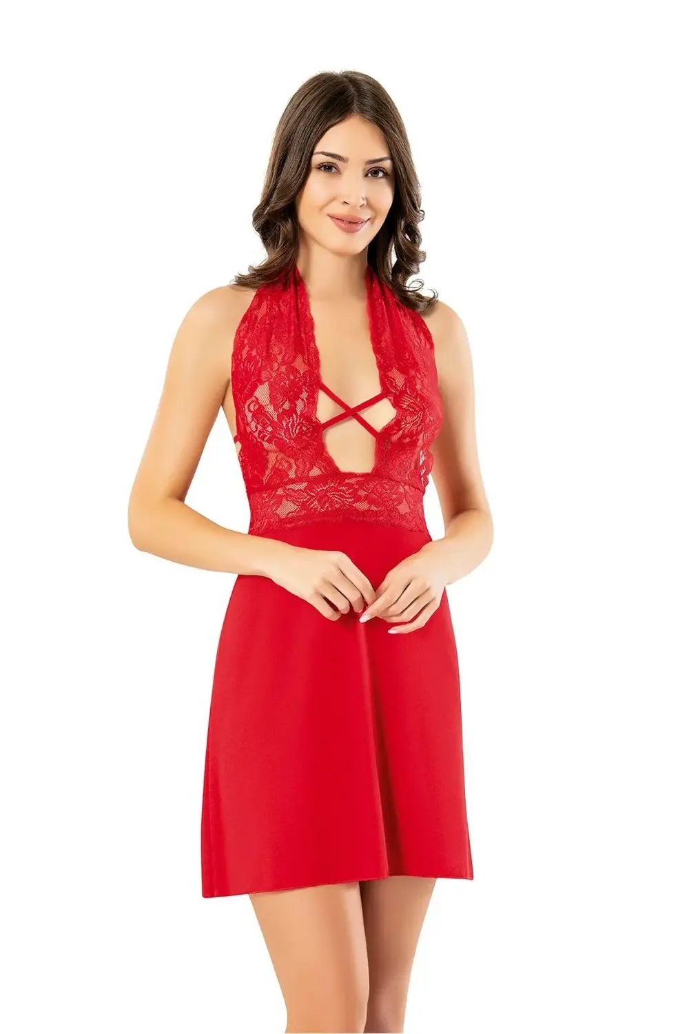 Giyim KOTA DANTEL DERİN DEKOLTELİ GECELİK (KÜLOT )