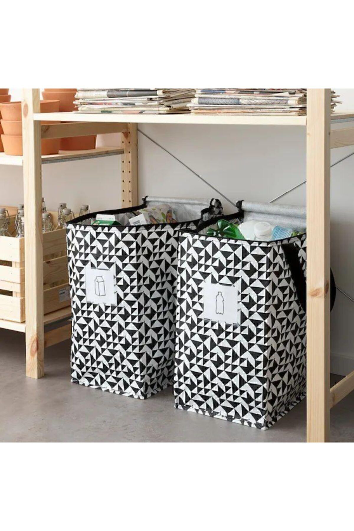 İkea Giysi Malzeme Yemek Taşima Çantasi Desenli Siyah 47 Lt