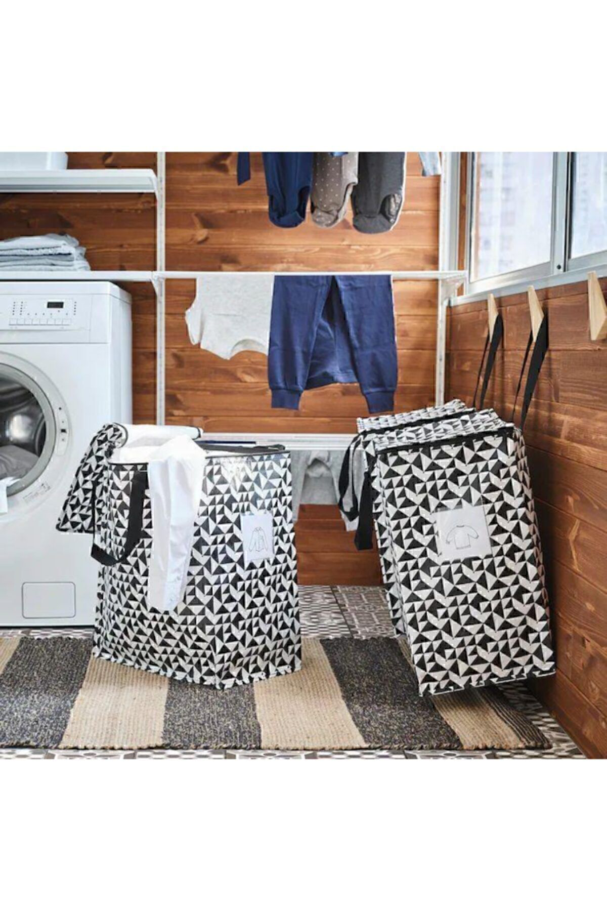 İkea Giysi Malzeme Yemek Taşima Çantasi Desenli Siyah 47 Lt