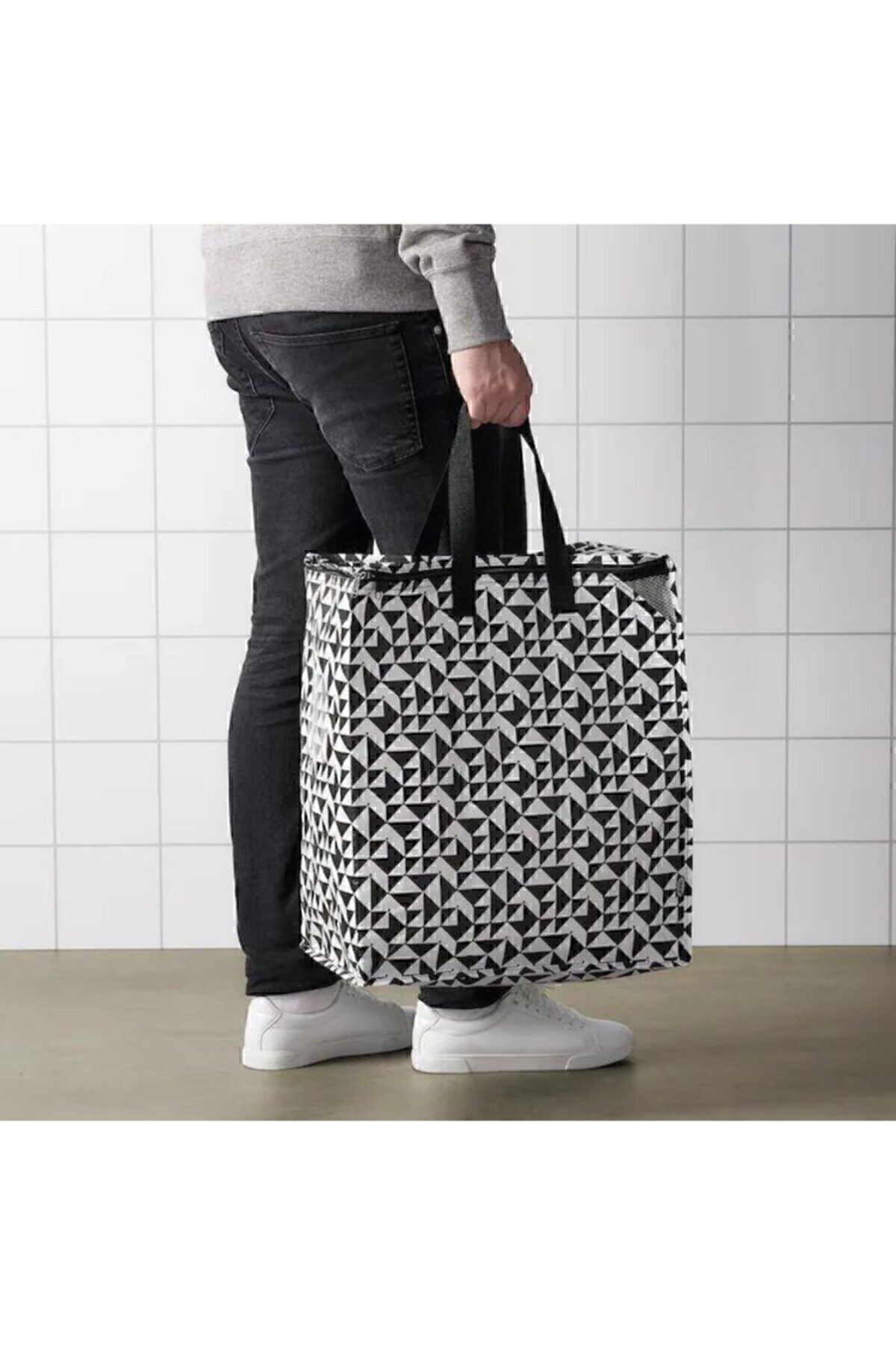 İkea Giysi Malzeme Yemek Taşima Çantasi Desenli Siyah 47 Lt