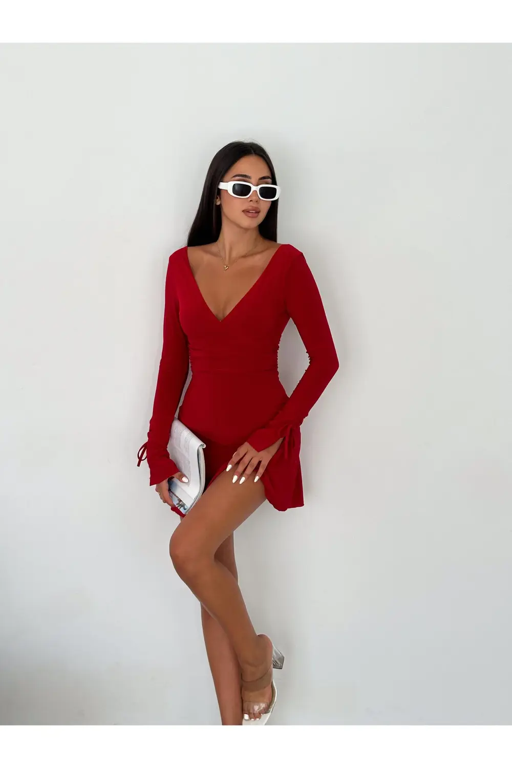 Fiolin Gizemli Allure V Yaka Mini Elbise