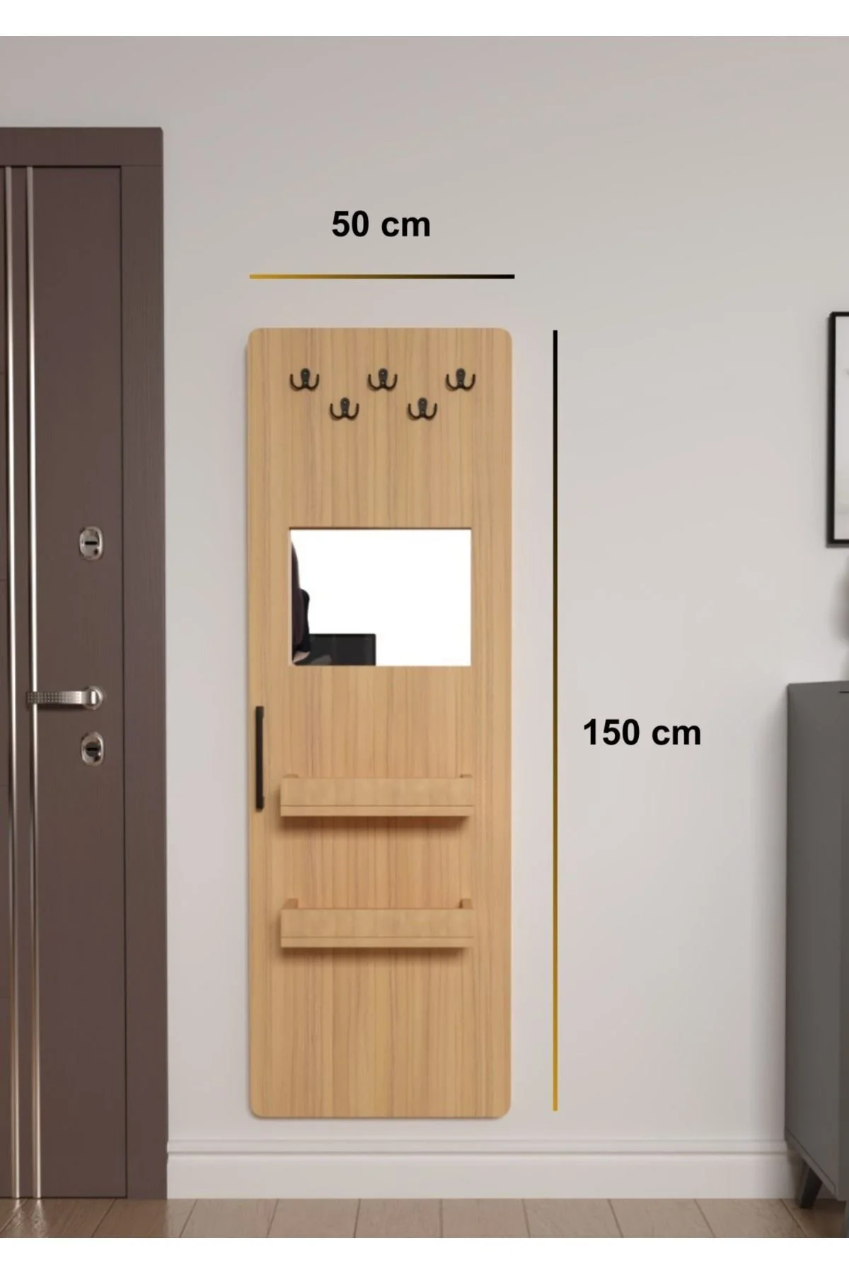 Gizli Boy Aynası, Dekoratif Vestiyer, Modern Askılık, Sürgülü Kap