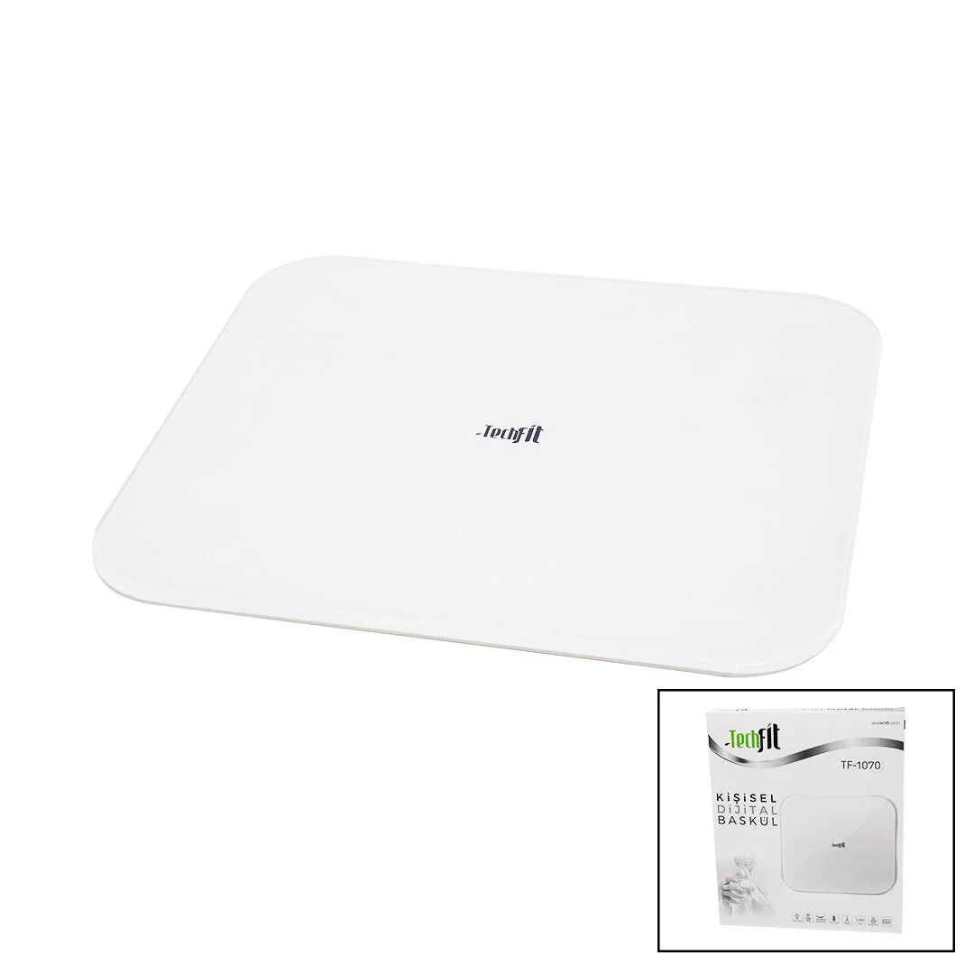 GİZLİ EKRAN -SOFT BEYAZ CAM ZEMİN DİJİTAL BASKÜL TERAZİ 180KG SENSÖR -LED EKRAN -ODA℃ TF-1070