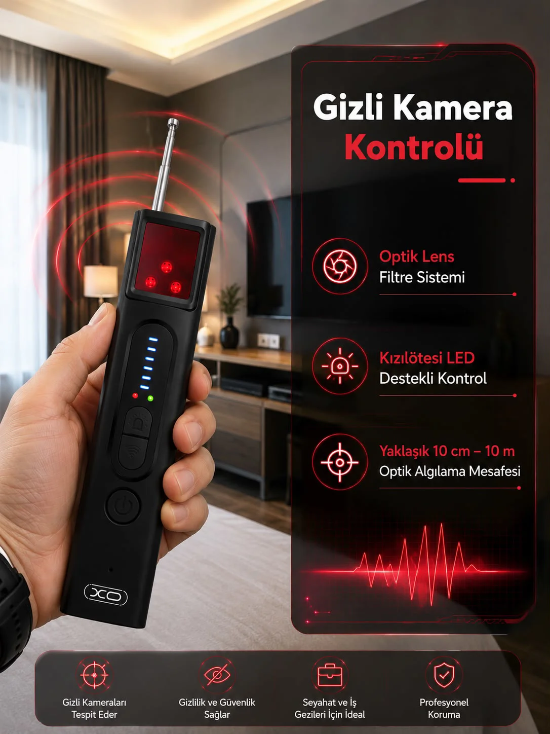 Gizli Kamera, GPS ve RF Sinyal Tespit Cihazı