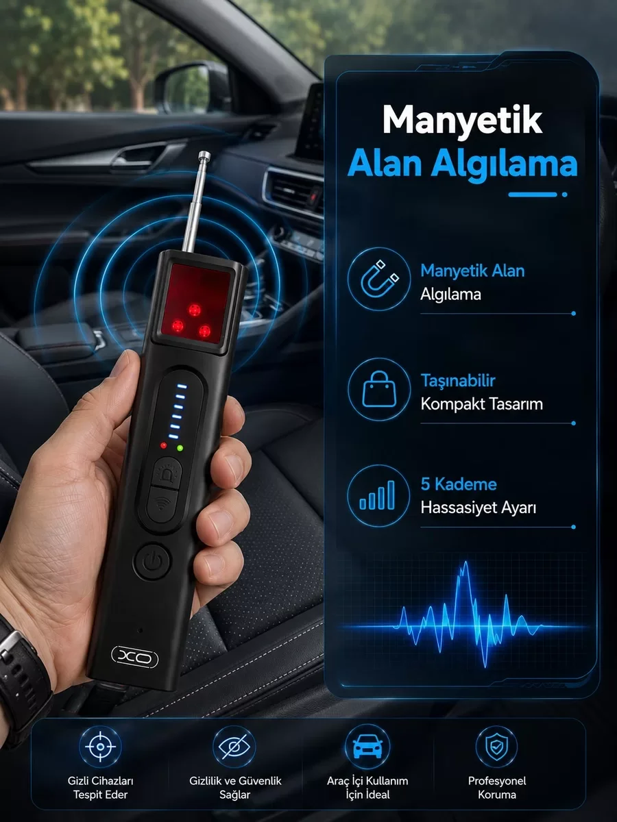 Gizli Kamera Tespiti Dedektörü - Taşınabilir Gizlilik ve Güvenlik Kontrol Aracı