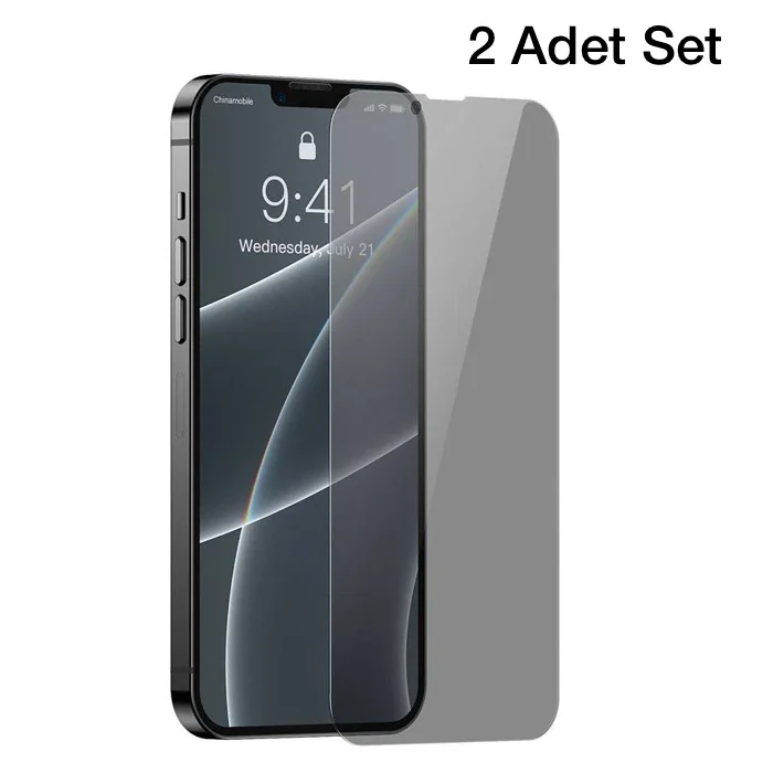 Gizlilik Camı iPhone 13 Mini - 28° Privacy Hayalet Ekran Koruyucu 2'li Set