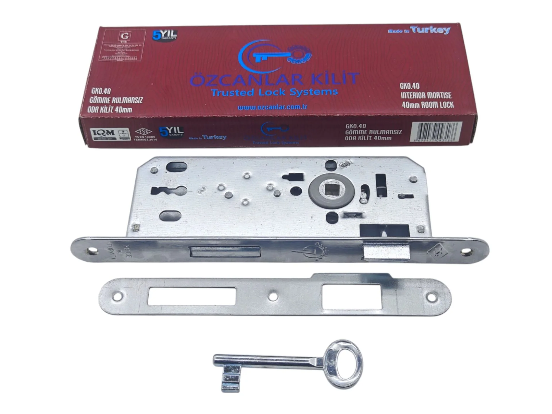 GK0.40   Özcanlar Gömme Kapı Kilidi 40mm - Rulmansız