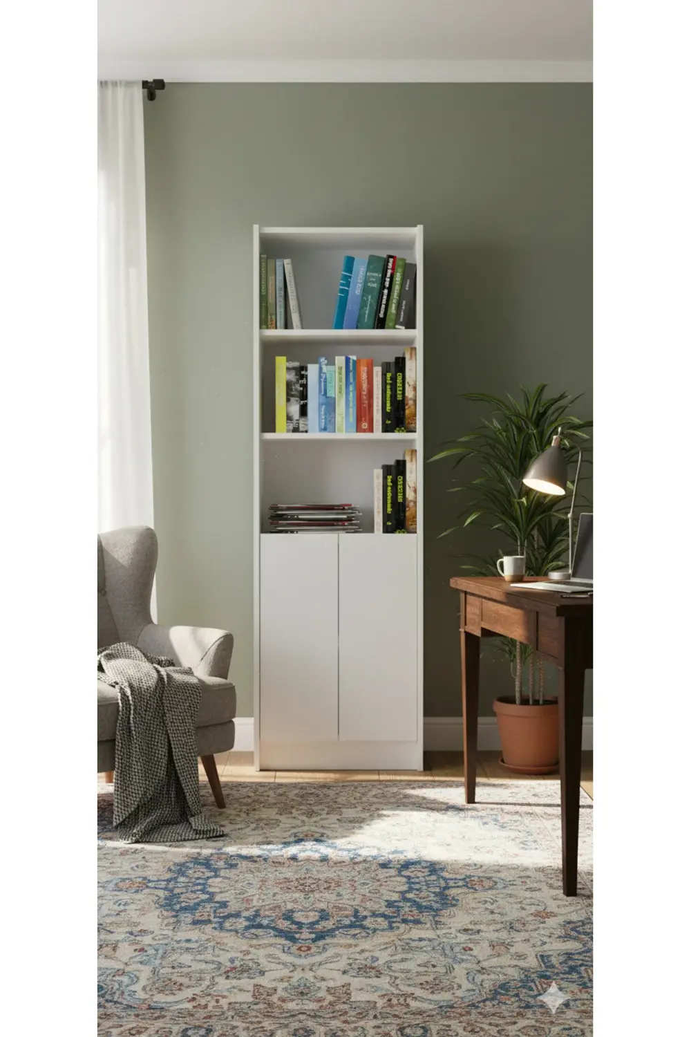 Gkmhome  Kitaplık 2 Kapaklı Kütüphane Beyaz