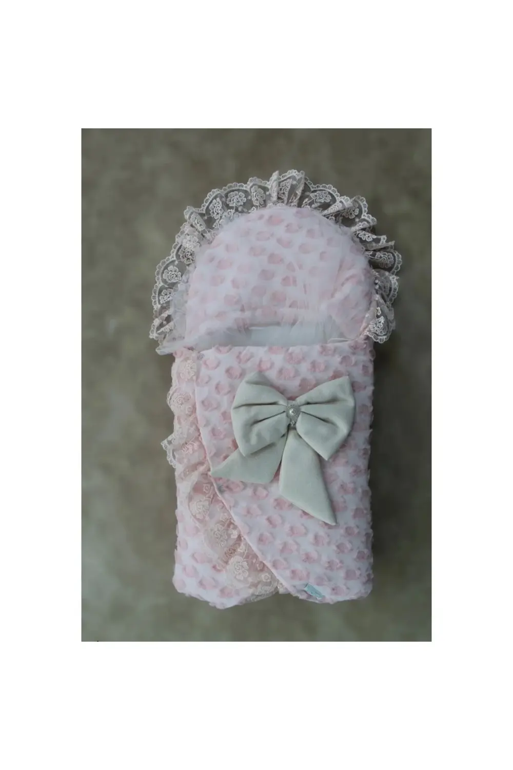 gl00my Dörtlü Koza Dantelli Yenidoğan Bebek Battaniyesi - Pembe