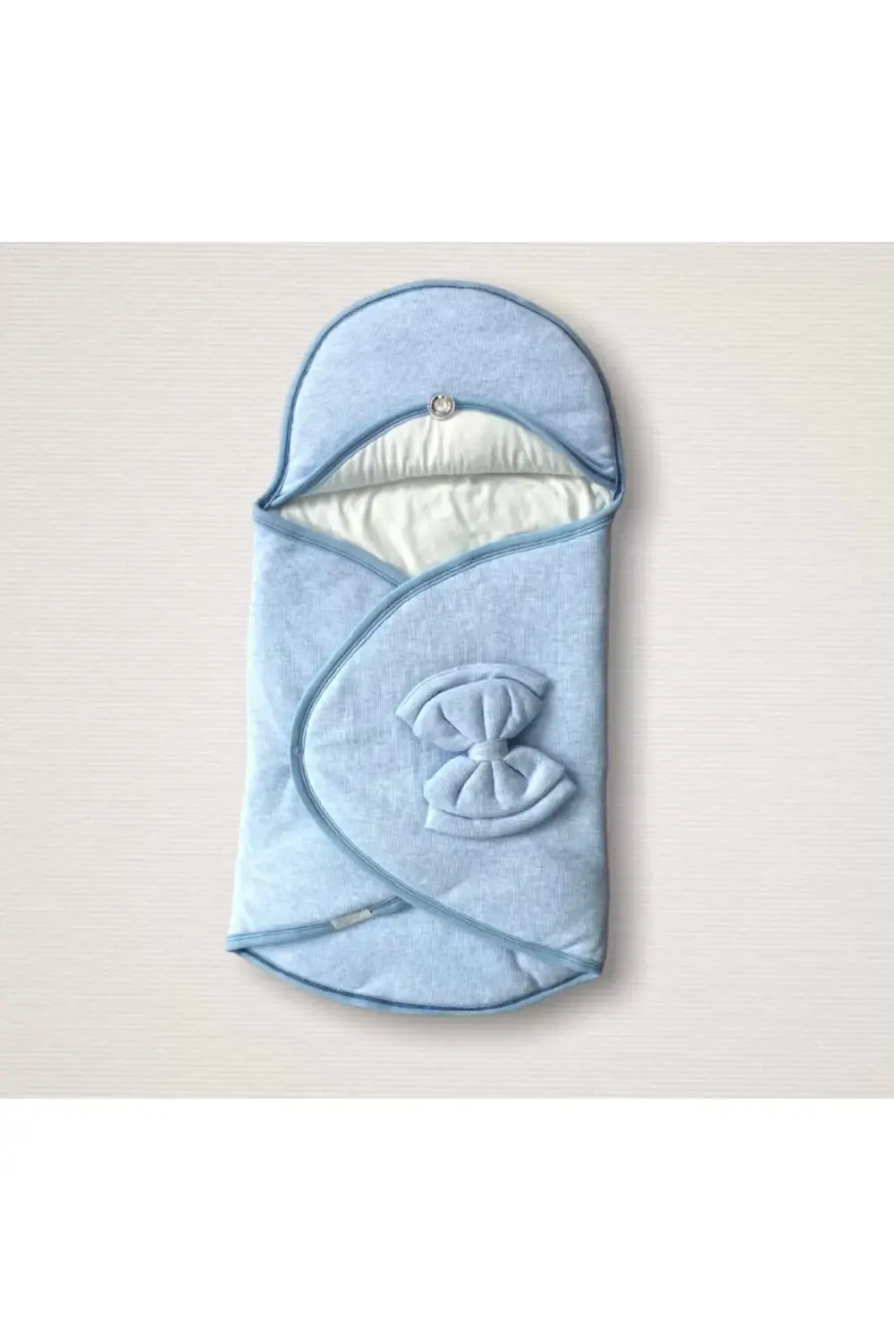 gl00my Yenidoğan Mavi Fiyonk Detaylı Çizgi Efektli Kundak Bebek B