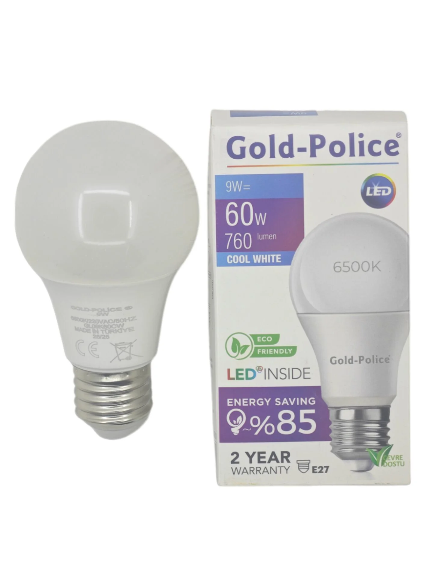 GL09K60/CW   Gold-Police E27-9W Led Ampul