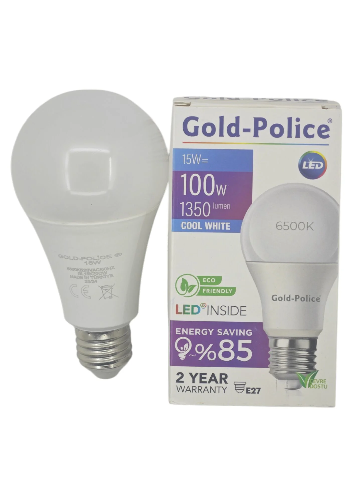 GL15K70/CW   Gold-Police E27-15W Led Ampul