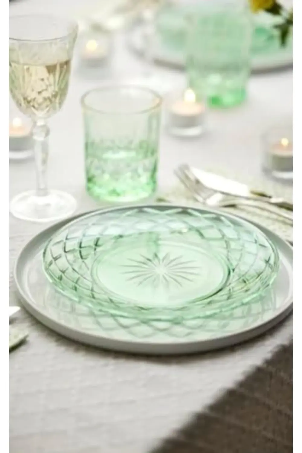 Glas Sorrento Cam Tabak 4 Adet Çap:21 Cm Yeşil 1178227