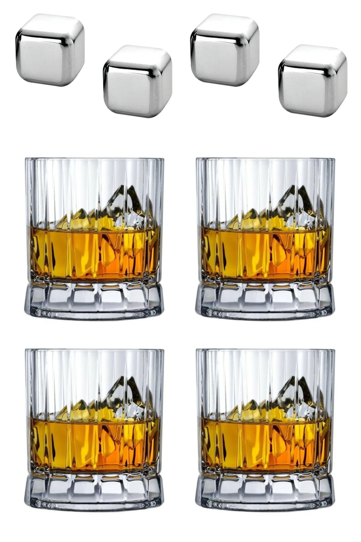 Glass 68174 Wayne Kristal Bardak  ve Paslanmaz Set 8 Parça