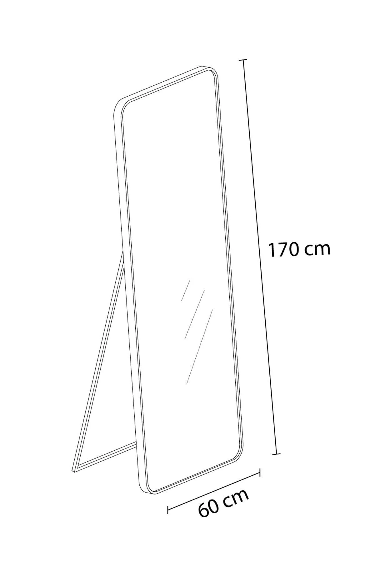 Glass Oval Kesimli Metal Ayaklı Boy Aynası