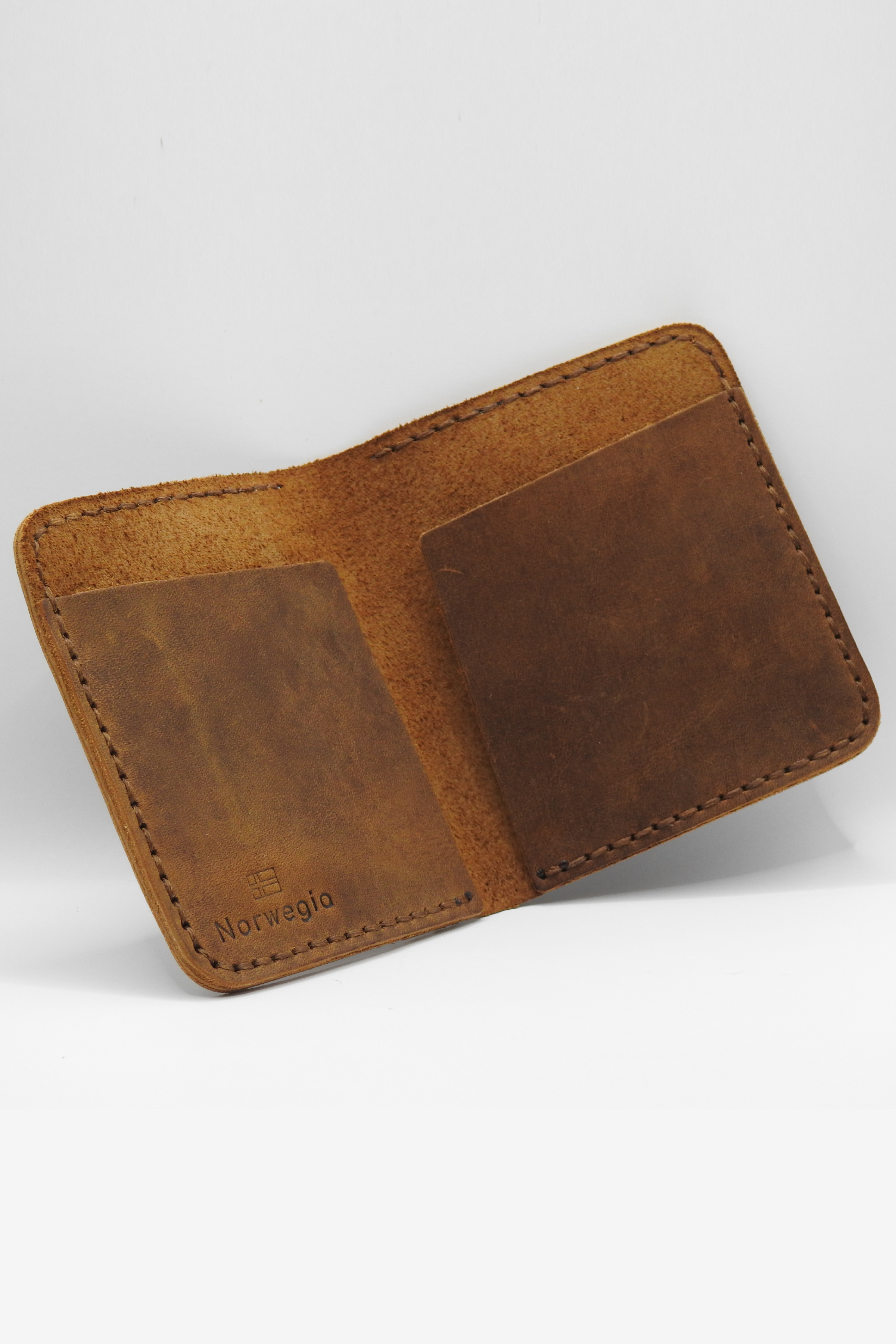 Norwegia Gløden - El Yapımı %100 Hakiki Deri Erkek Cüzdan - Tarçın (El Dikişi)