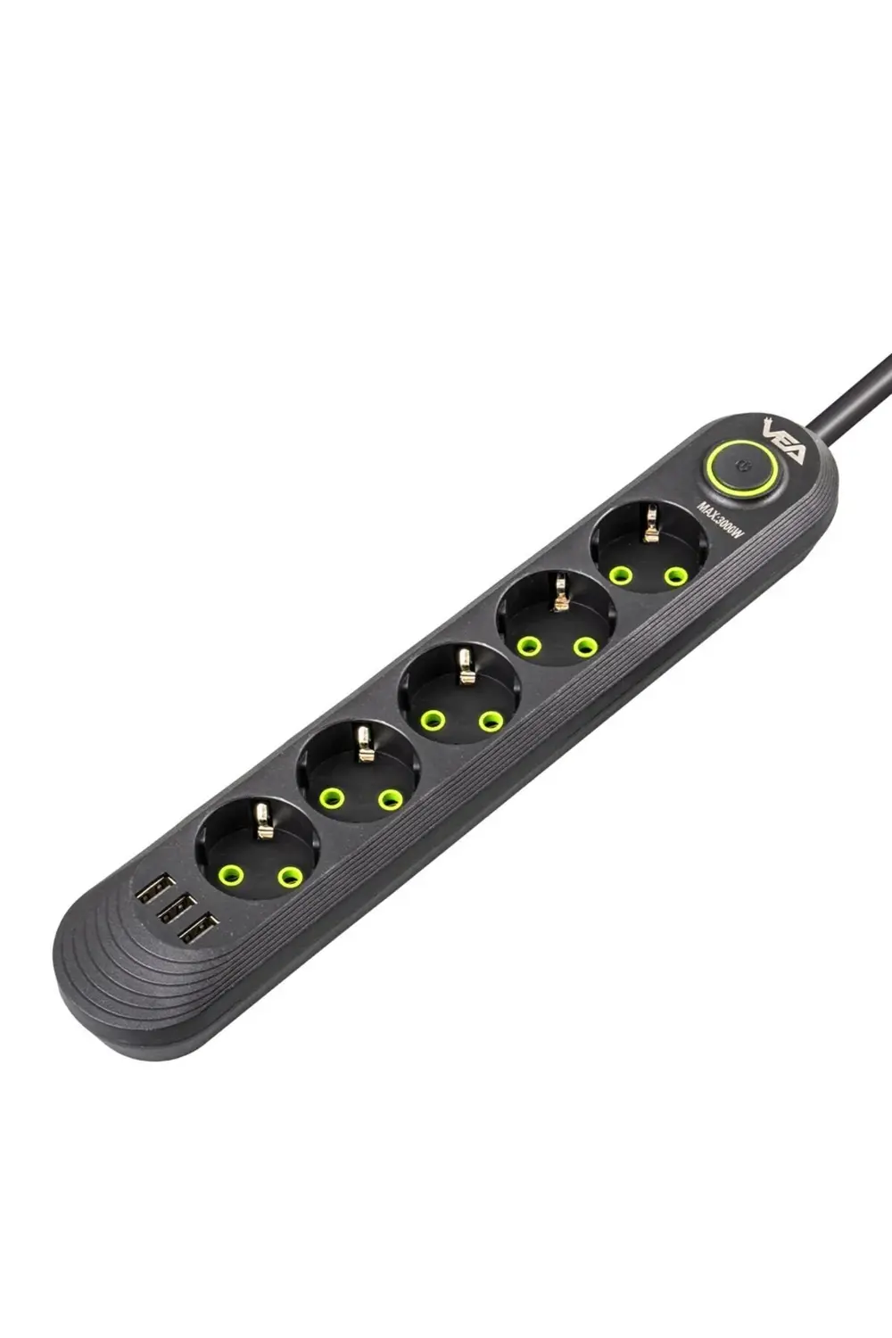 GLDRK 5'Lİ 1.5 METRE KABLOLU 3 USB'Lİ SİYAH AKIM KORUMALI PRİZ BA