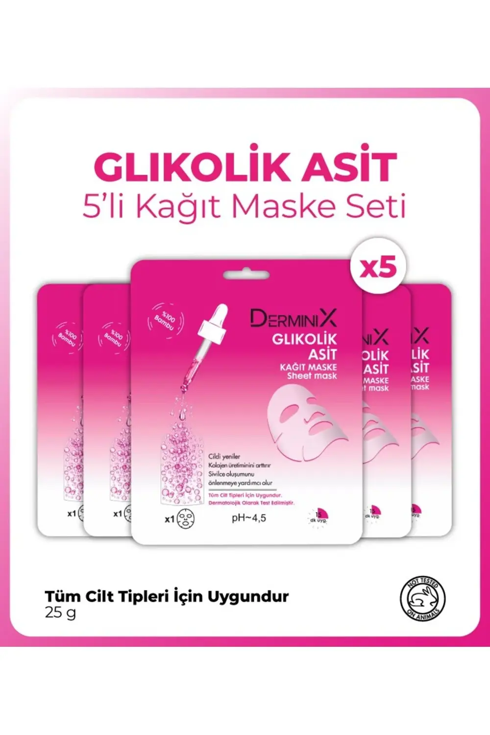 glikolik Asit Kağıt Maske 5 Adet