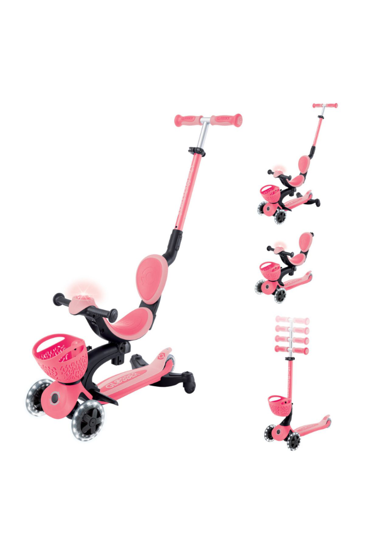 Globber Go Up Baby 360 Işıklı Scooter - Koyu Pastel Pembe