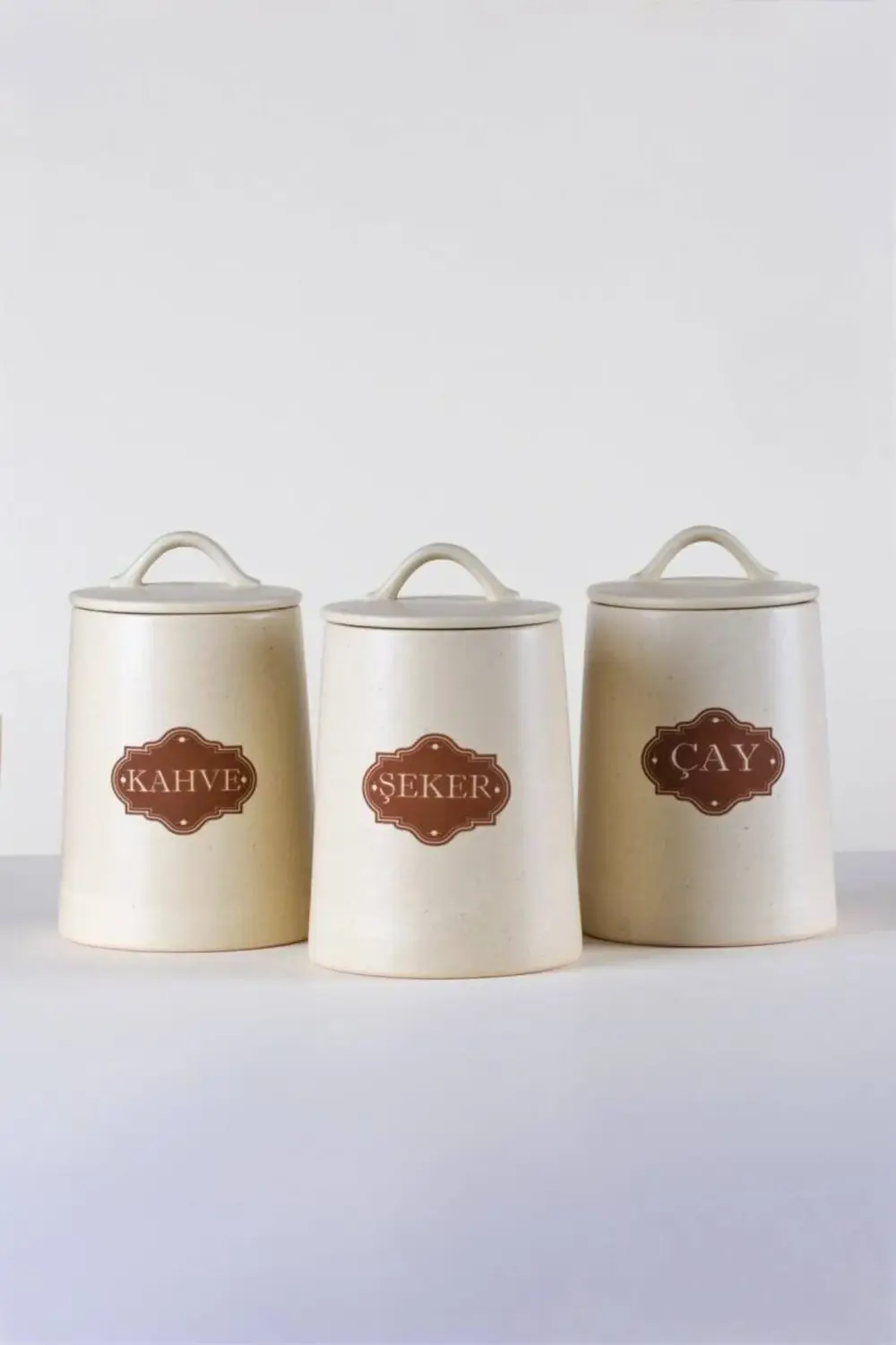 Glore Seramik 3 Lü Çay Şeker Kavanozu