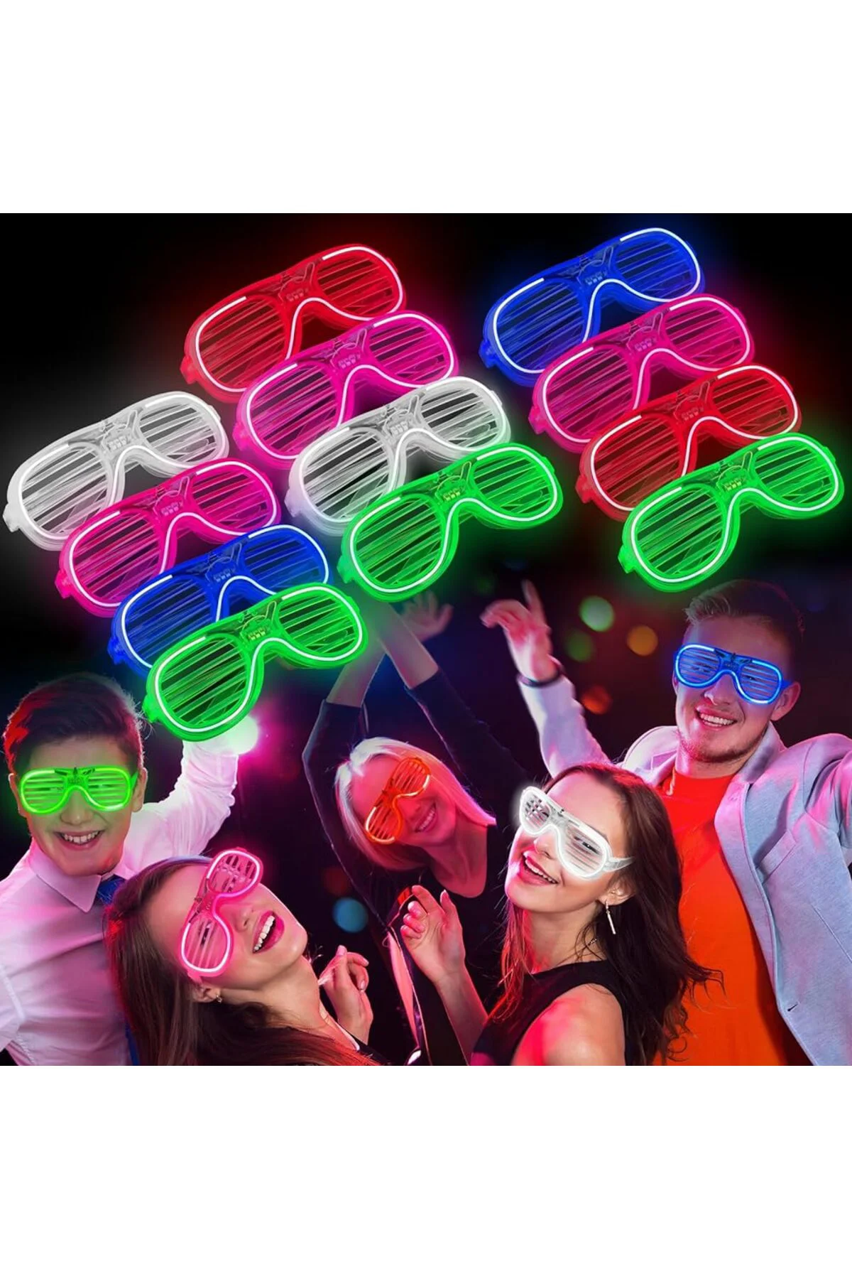 Glow Işıklı Panjur Parti Gözlüğü 12 Adet