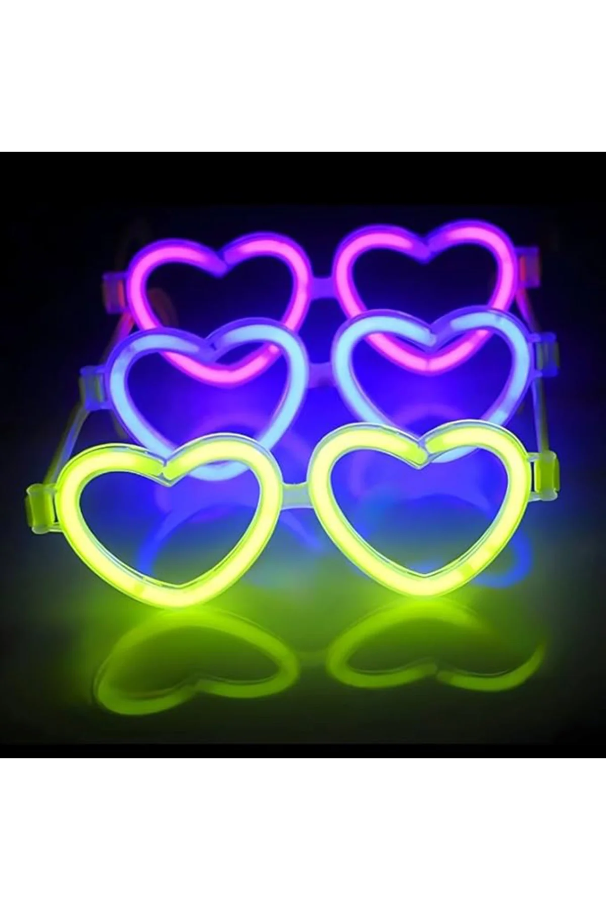 Glow Kalpli Fosforlu Gözlük 6’lı Renkli Set – Neon Parti