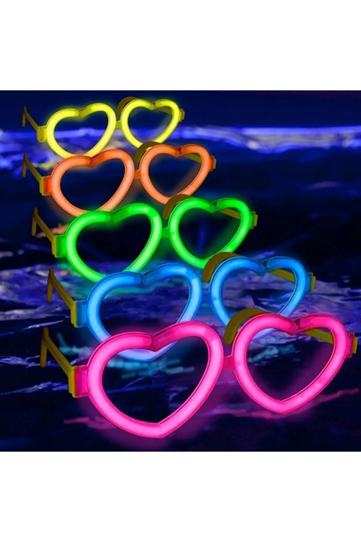 Glow Kalpli Fosforlu Gözlük 6’Lı Renkli Set – Neon Parti - Görsel 2