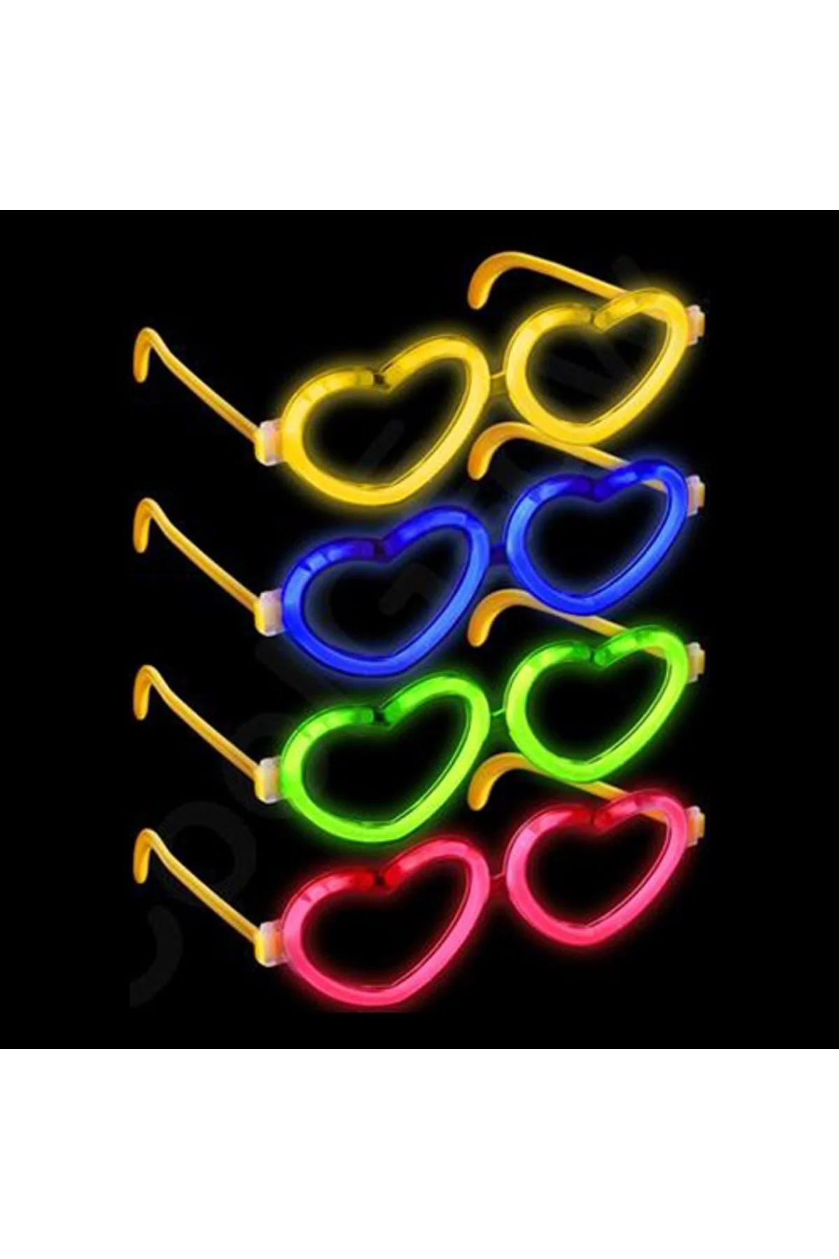Glow Kalpli Fosforlu Gözlük 6’lı Renkli Set – Neon Parti