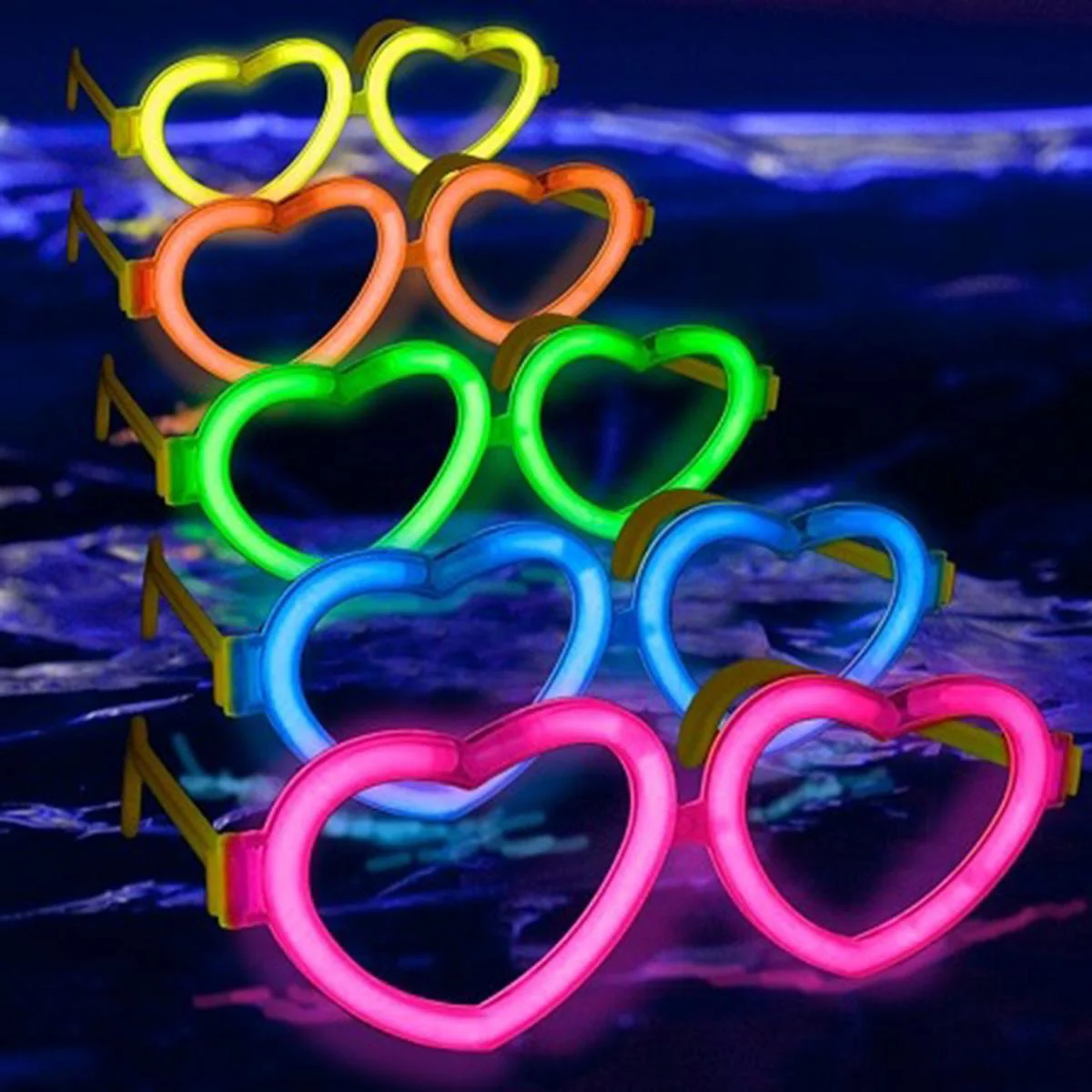 Glow Kalpli Fosforlu Gözlük 6’lı Renkli Set – Neon Parti Glow Kalpli Fosforlu Gözlük 6’lı Renkli Set – Neon Parti