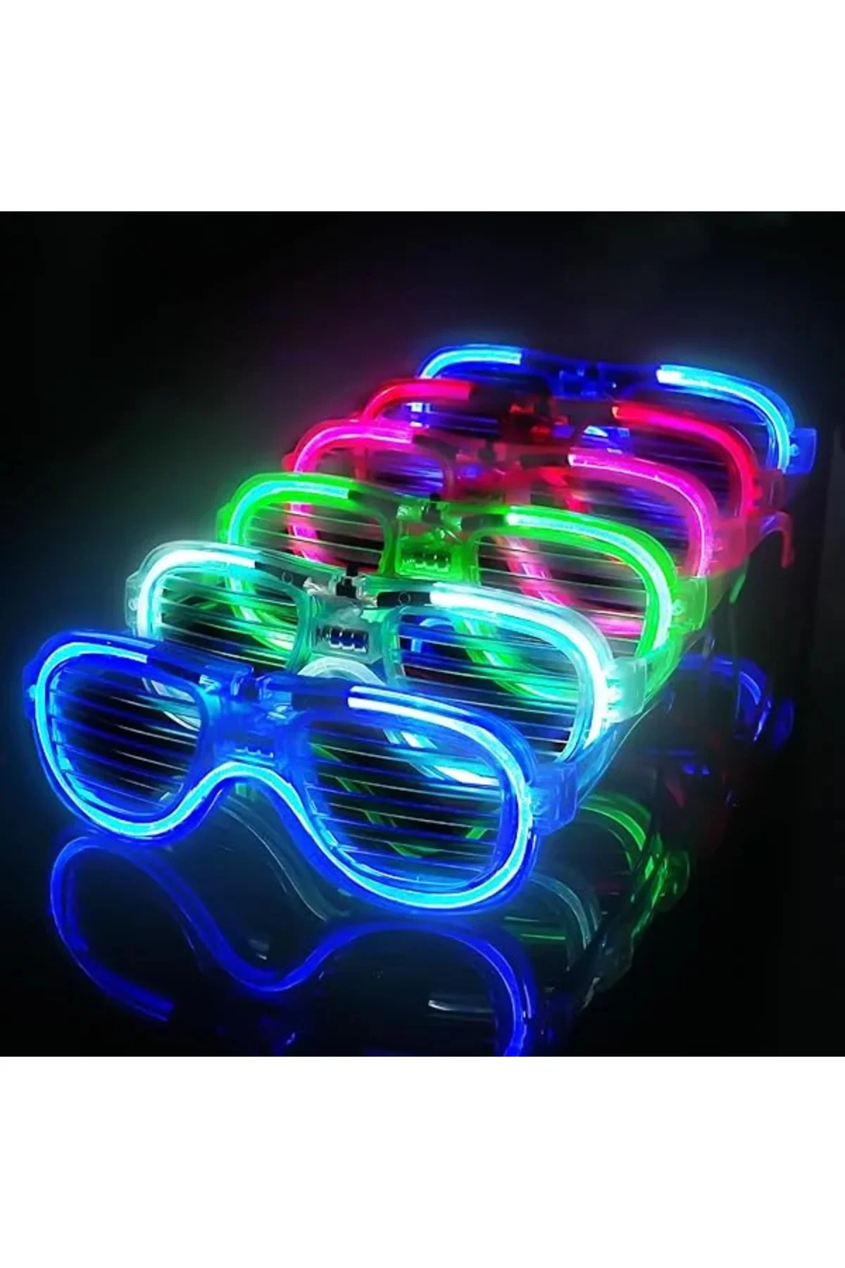 Glow Model 3 Farklı Fonksiyonlu Işıklı Panjur Parti Gözlüğü Karışık Renk 12 Adet