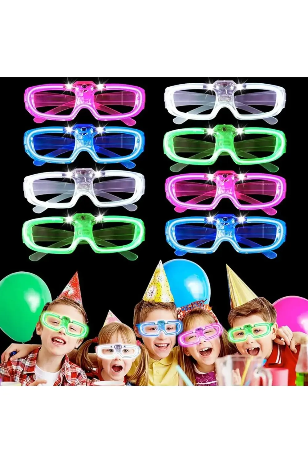 Glow Model 3 Farklı Fonksiyonlu Işıklı Parti Gözlüğü Karışık Renk