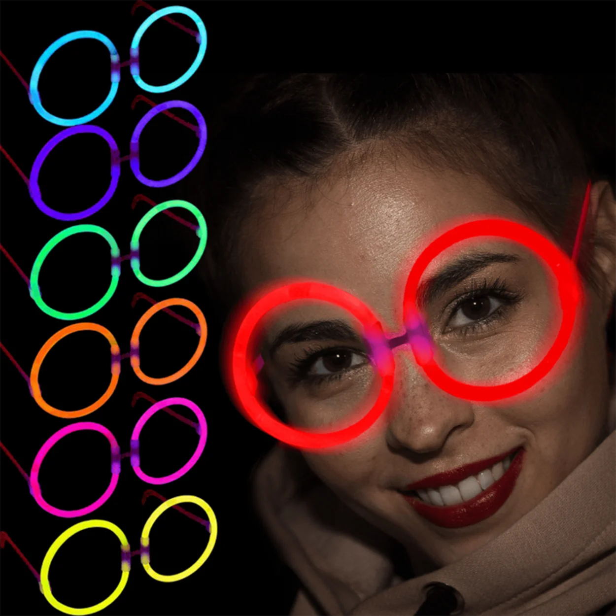 Glow Parti Gözlüğü – Fosforlu Gözlük 6 Adet, Karanlıkta Parlayan Parti Aksesuarı