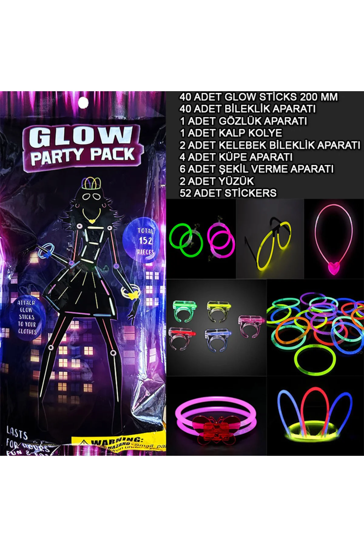 Glow Parti Seti 152 Parçalık Lüks Glow Kostüm Seti  GO506089Gosa4