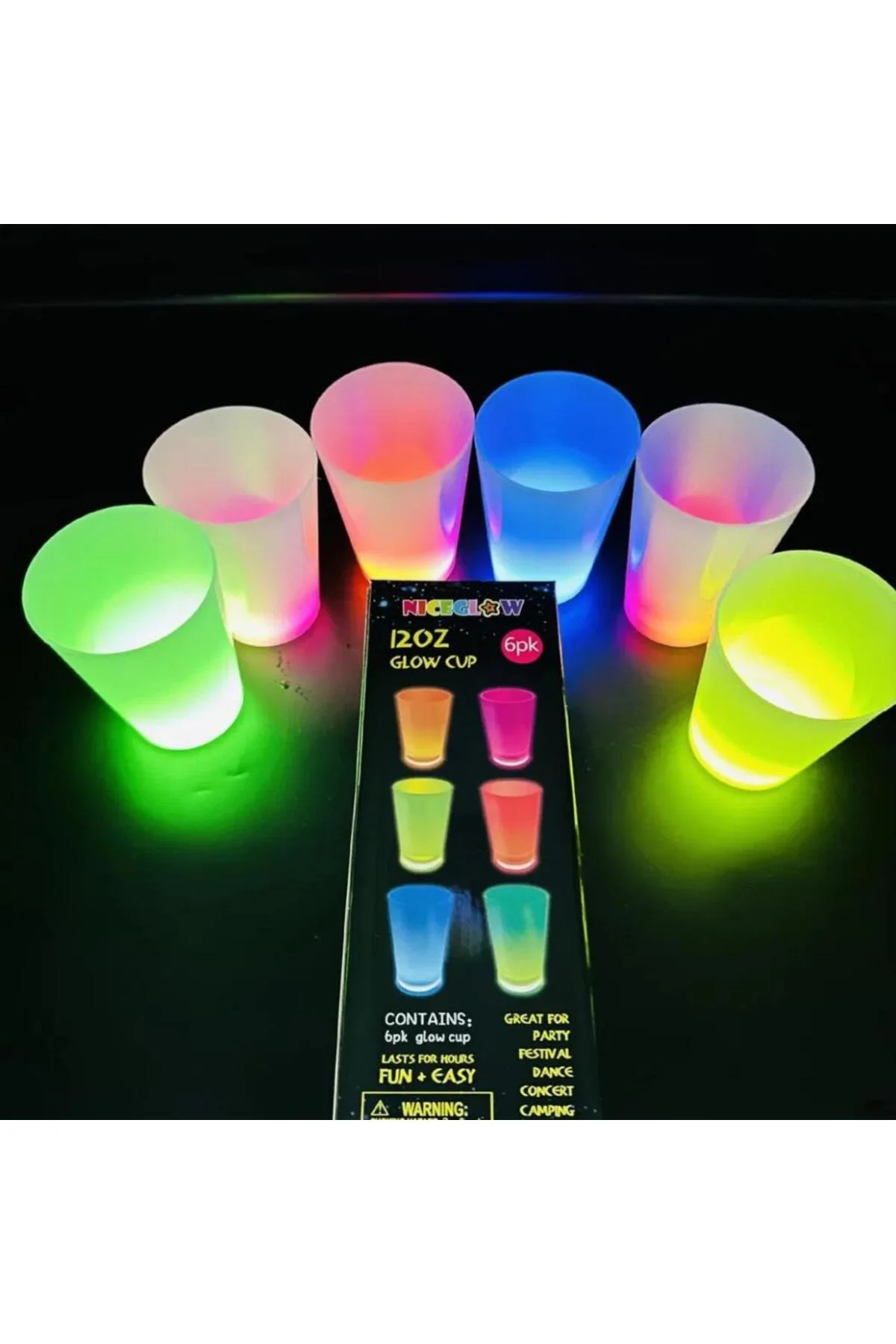 Glow Partisi Bardakları 6 Renk 6 Adet 1.5 oz