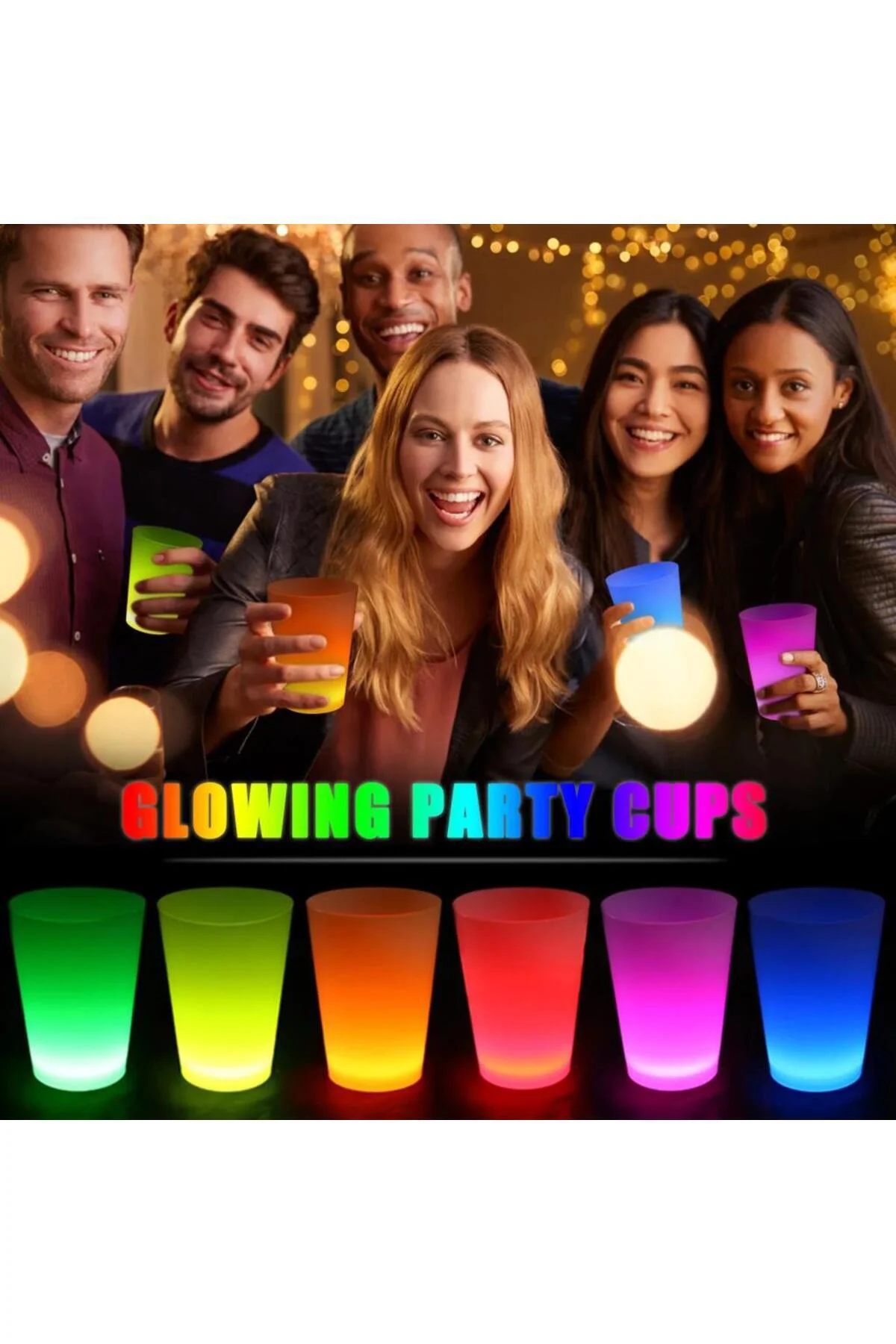 Glow Partisi Bardakları 6 Renk 6 Adet 1.5 oz