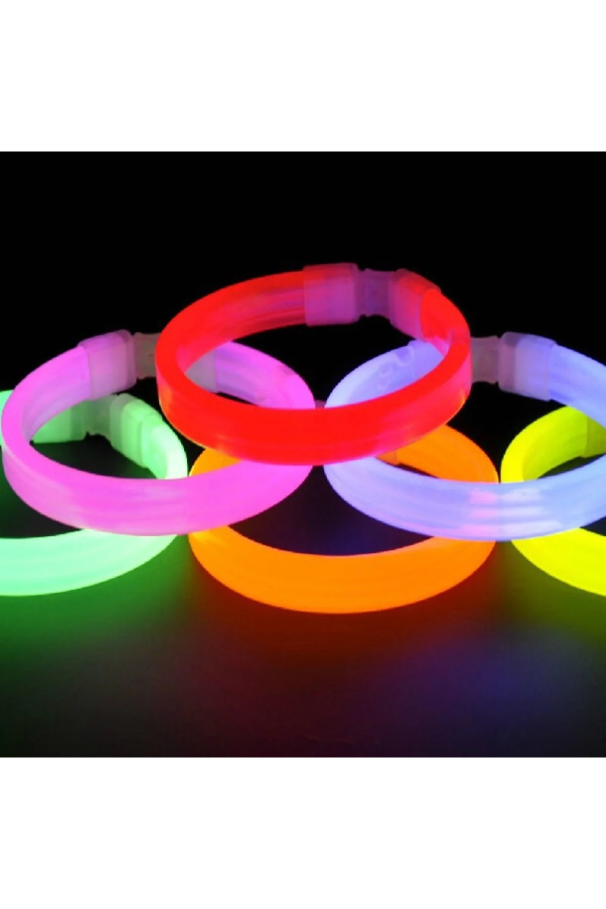Glow Partisi Fosforlu Ekstra Kalın Bileklik 6 Renk 6’lı Set – Baskı Yapılabilir