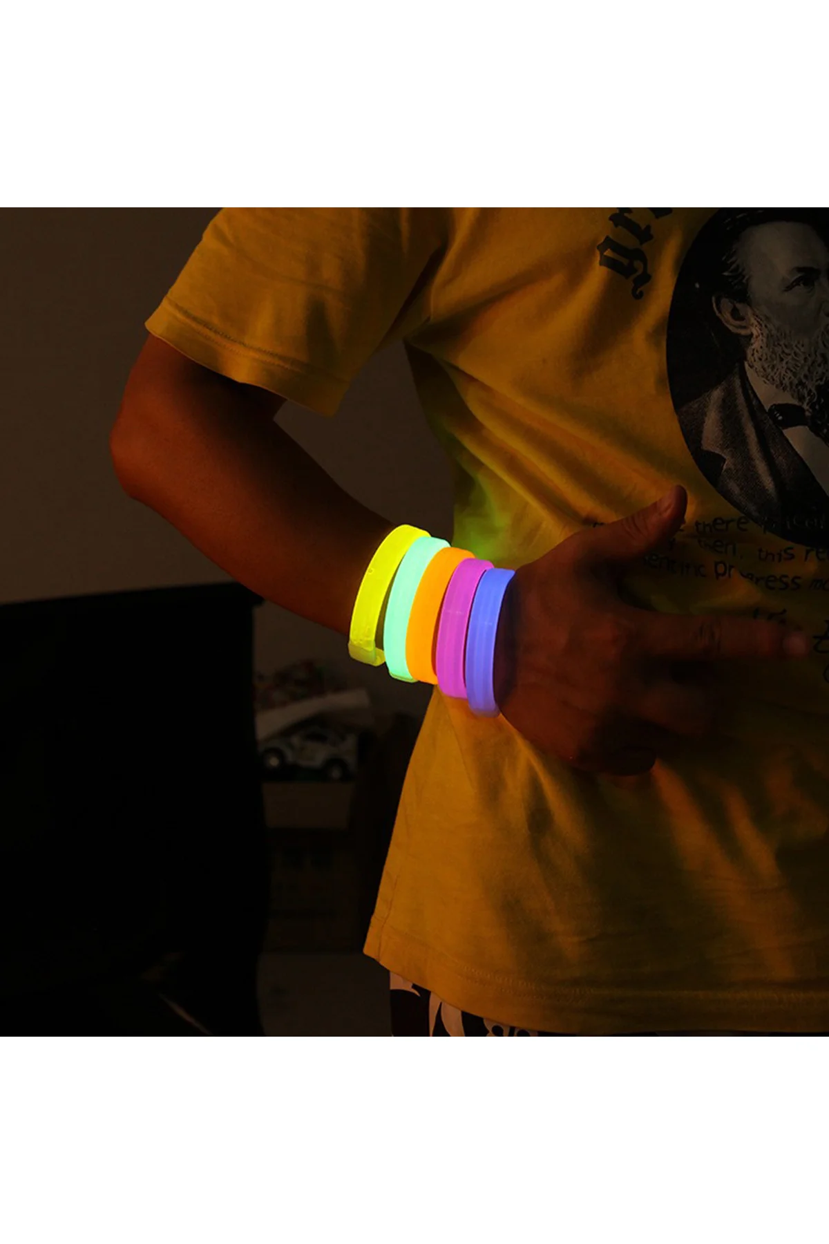 Glow Partisi Fosforlu Ekstra Kalın Bileklik 6 Renk 6’lı Set – Baskı Yapılabilir