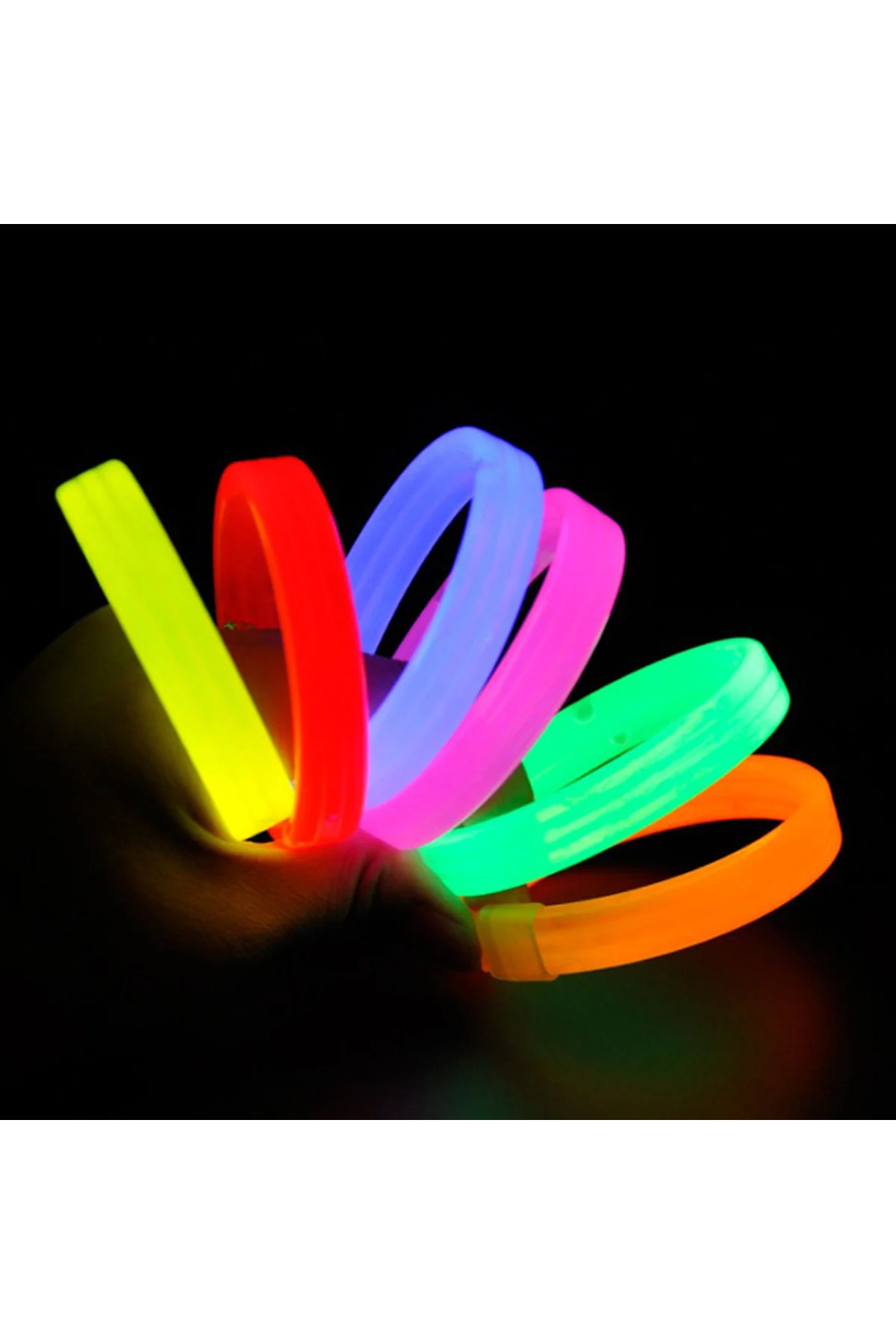 Glow Partisi Fosforlu Ekstra Kalın Bileklik 6 Renk 6’lı Set – Baskı Yapılabilir