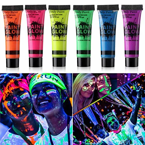 Glow SBoya Fosforlu Krem Boya 12 Adet | Karanlıkta Parlayan Boya Seti